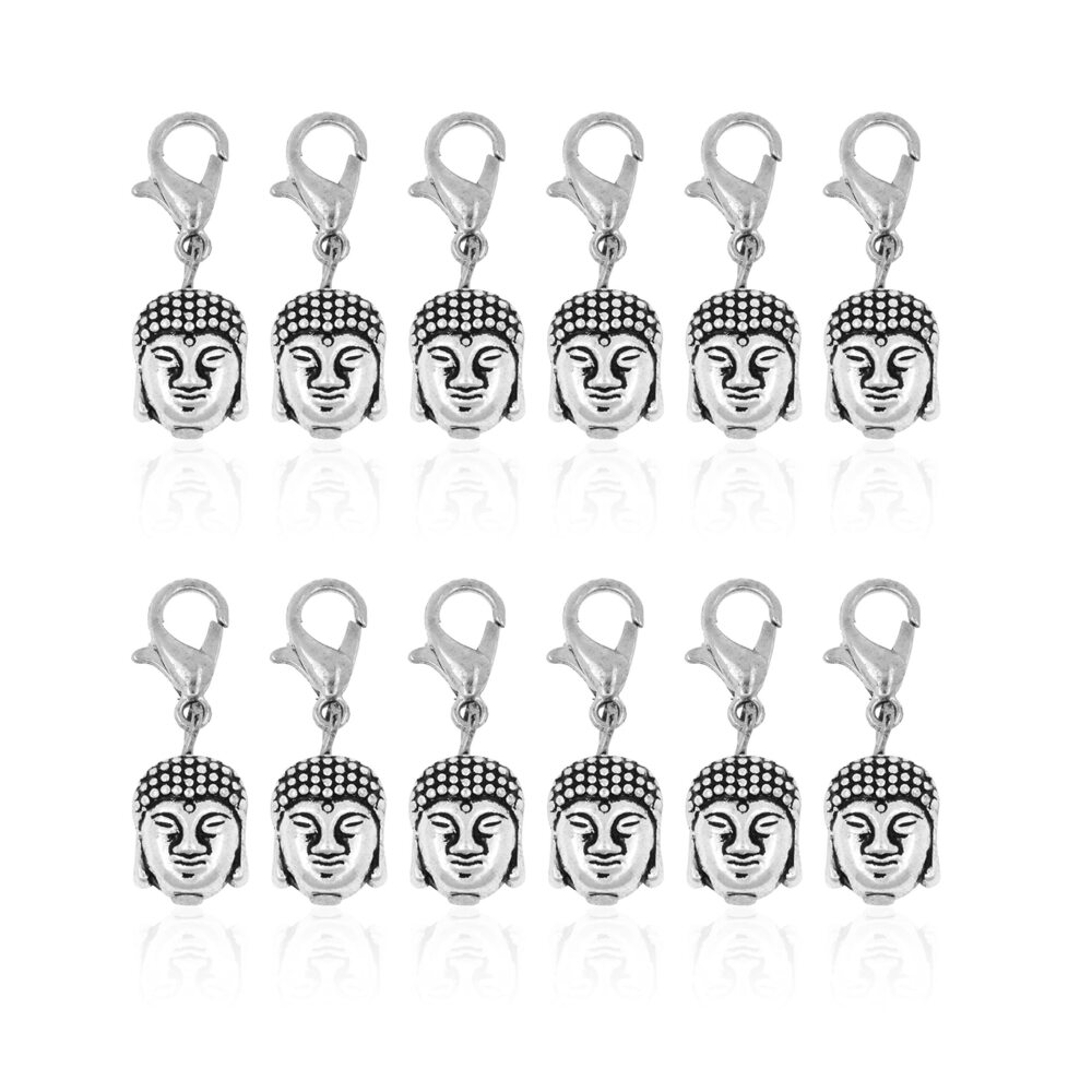 6412 Buddha Charm 12 Buddha Head Pendant Clip on Charms for Bracelets